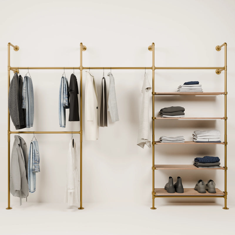KIM DOUBLE 3 OAK – 5 shelves | gold