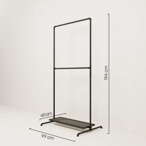 LAS 1 METAL – 1 plank | Metalen kledingrek met plank