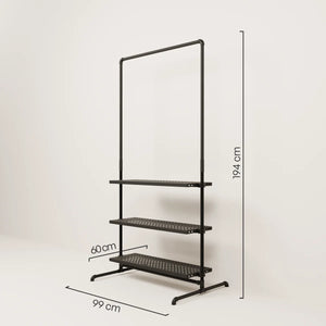 LAS 1 METAL – 3 planken | Kledingrek met planken