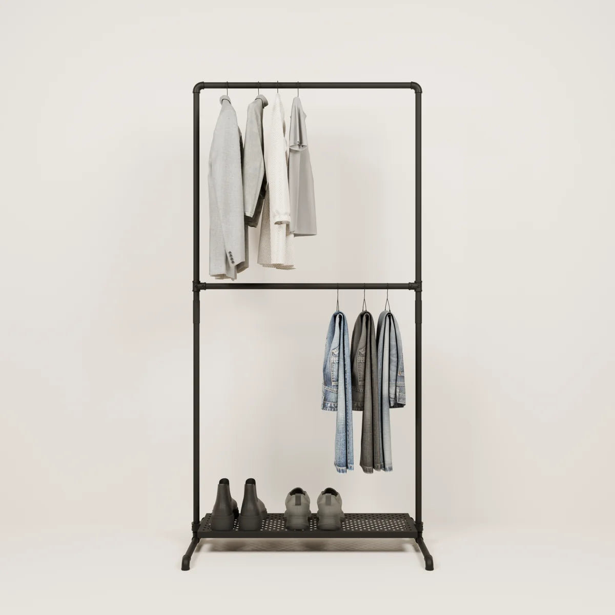 LAS 1 METAL – 1 plank | Metalen kledingrek met plank