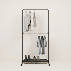 LAS 1 METAL – 1 plank | Metalen kledingrek met plank