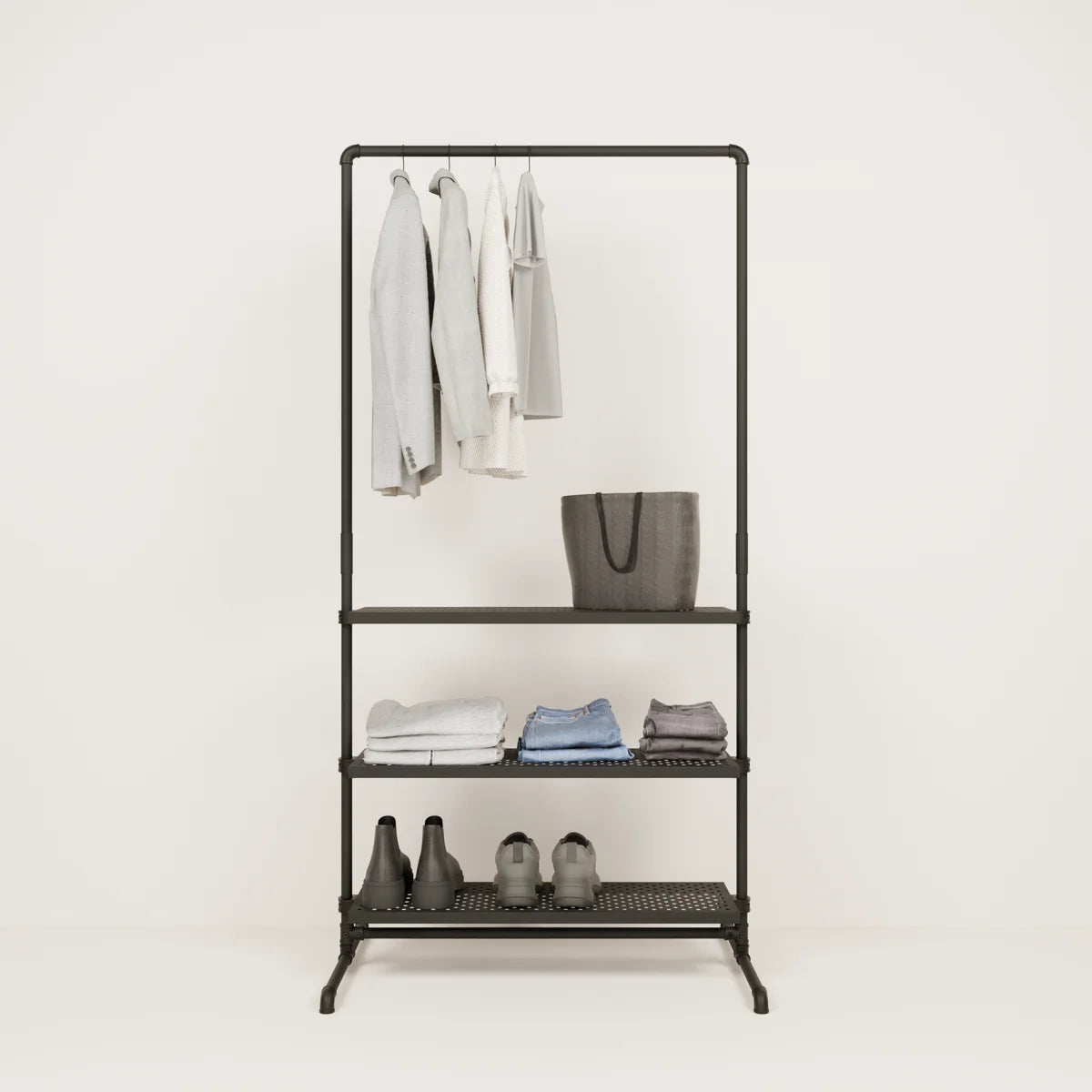 LAS 1 METAL – 3 planken | Kledingrek met planken