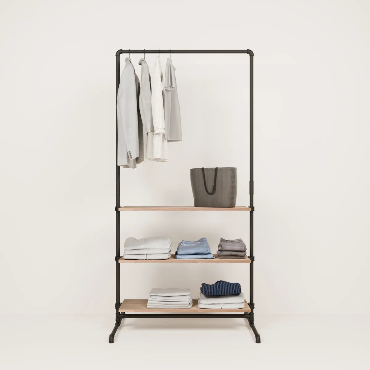 LAS 1 OAK – 3 hyller | Klesstativ med smal hylle