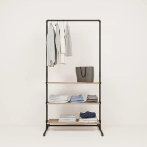 LAS 1 OAK – 3 hyller | Klesstativ med smal hylle