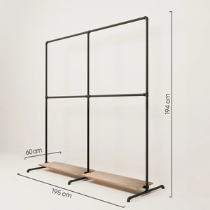 LAS 2 OAK – 2 hyller | Klesstativ med trehyller