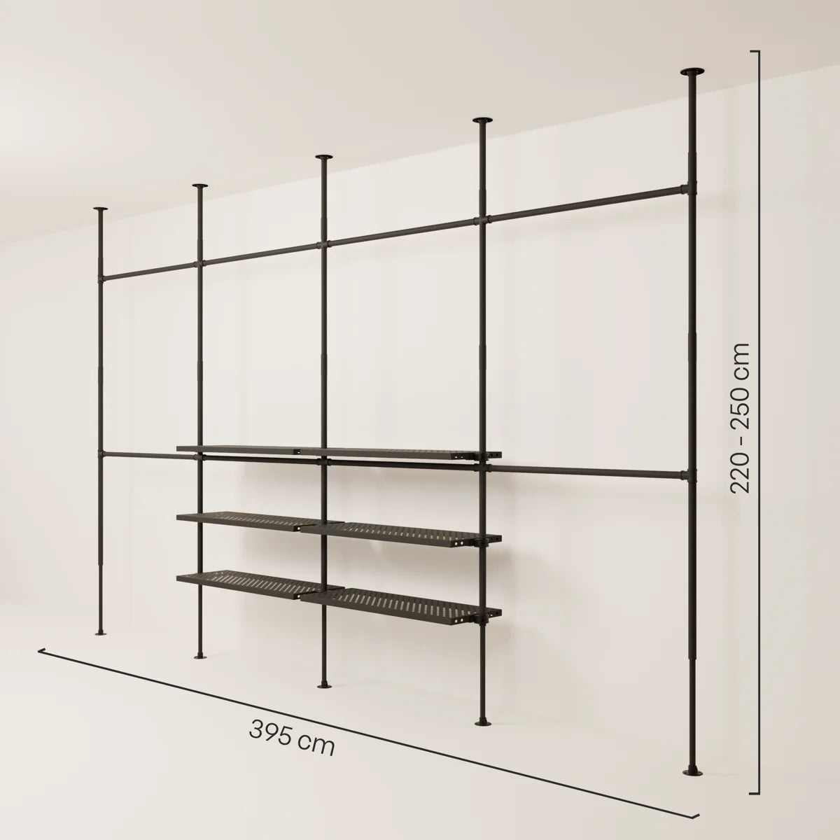 LOFT 4 METAL – 6 hyllplan i mitten
