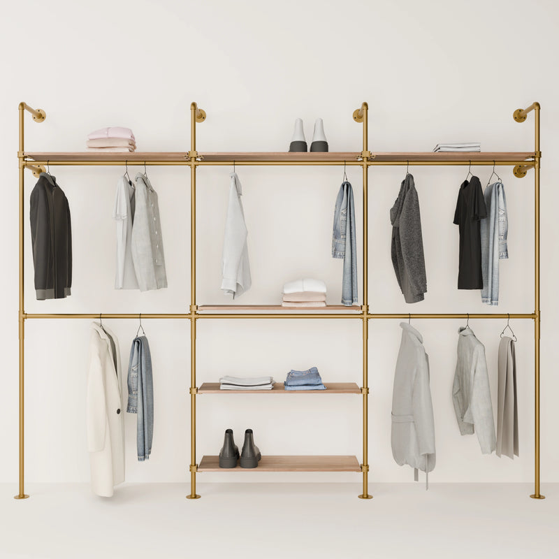 KIM DOUBLE 3 OAK –  6 top shelves | gold