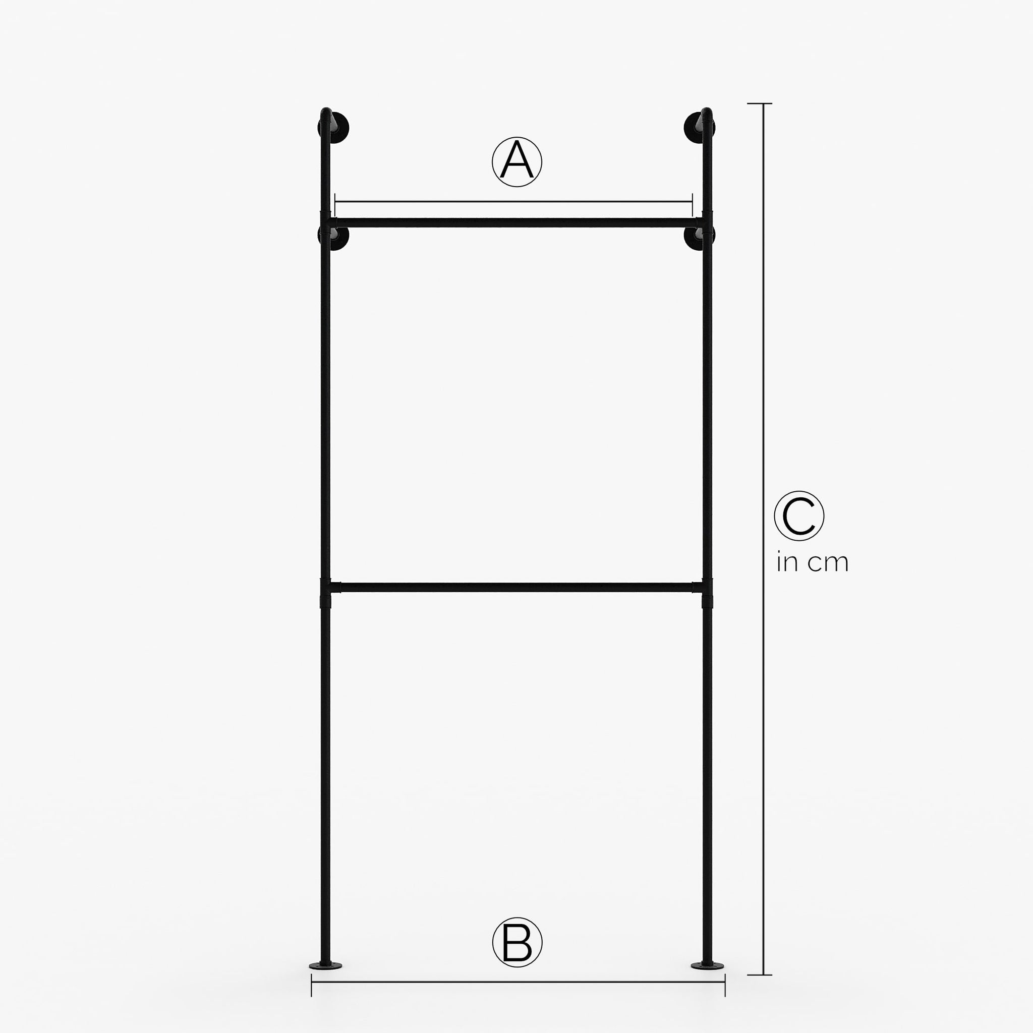 KIM I Double – Maßanfertigung | Kleiderschrank Industrial | Industrie Design | schwarze Rohre