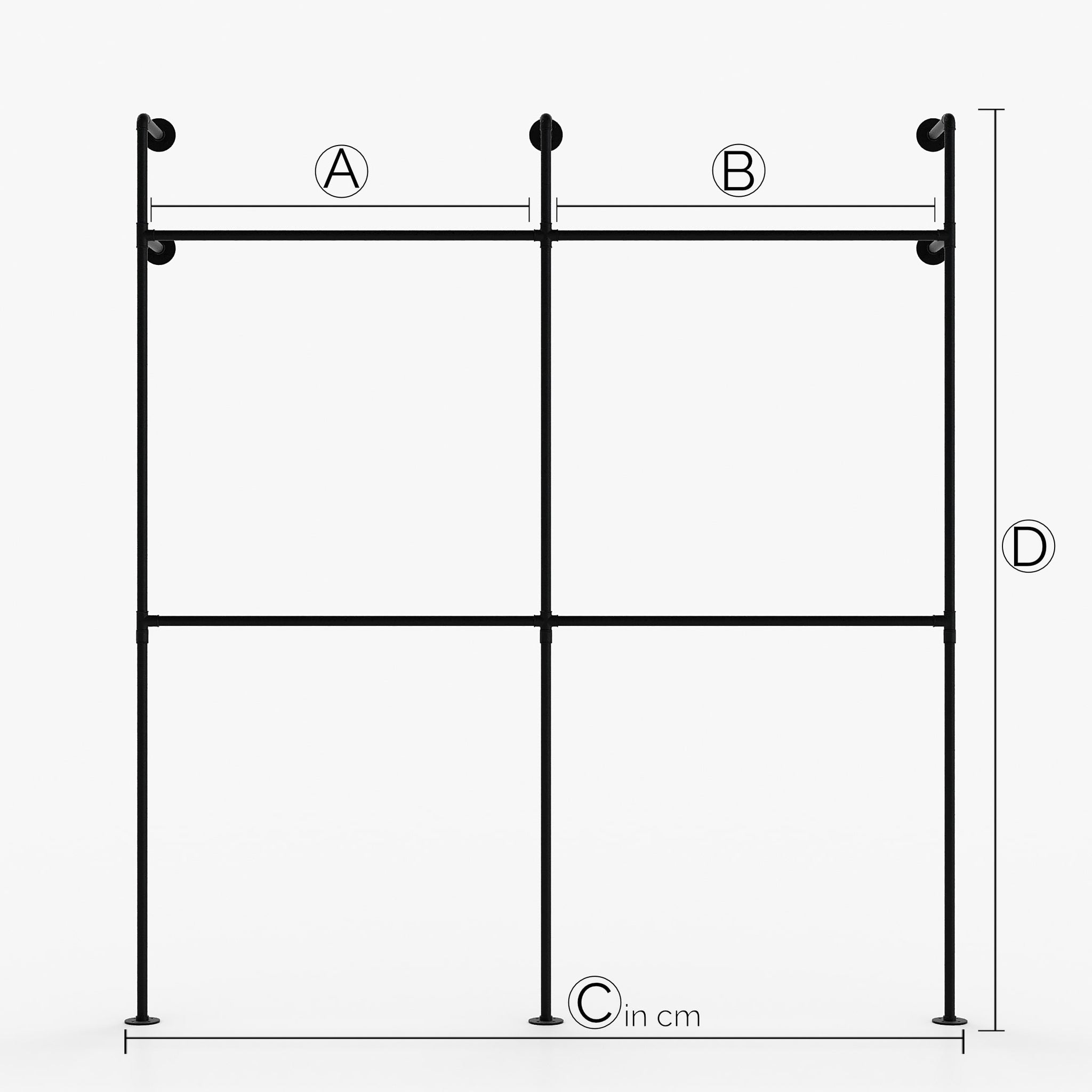 KIM II Double – Maßanfertigung | Kleiderschrank Industrial | Industrie Design | schwarze Rohre